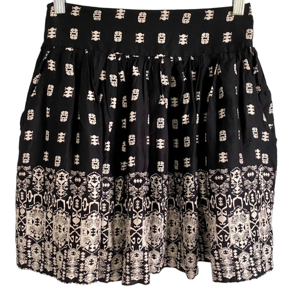 Japna Black and White Lined Mini Skirt With Pockets Medium